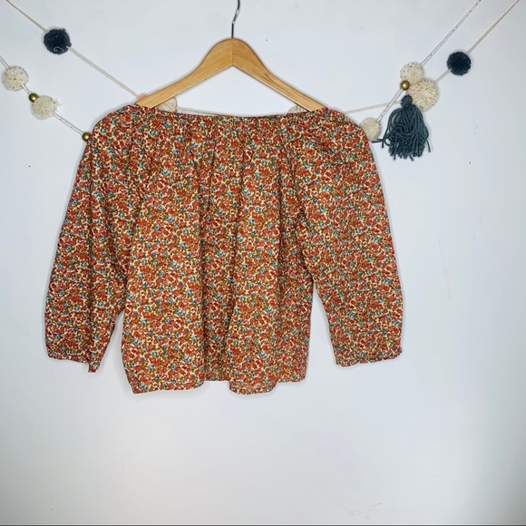 VINTAGE vsco y2k floral off the shoulder crop top - Picture 2 of 13